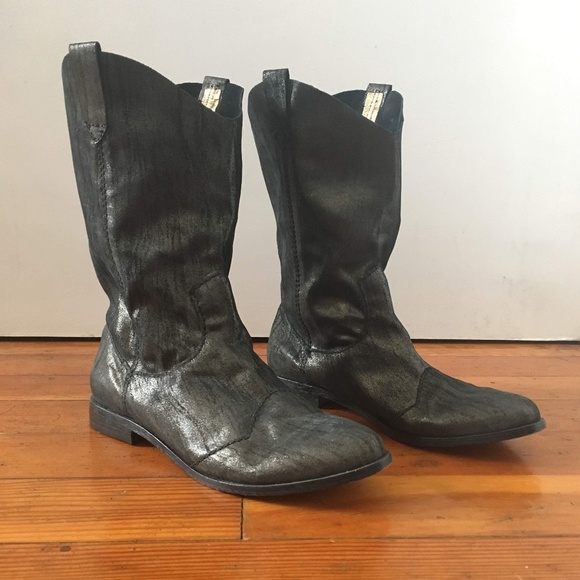 Cynthia Vincent Metallic Leather Slouchy Cowboy Western Boots 8.5 - Picture 2 of 7